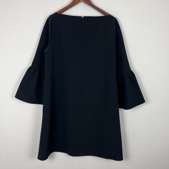Lafayette 148 New York Dress Womens‎ 14 Black 3/4 Bell-Sleeve Sheath Knee Length - Picture 6 of 10